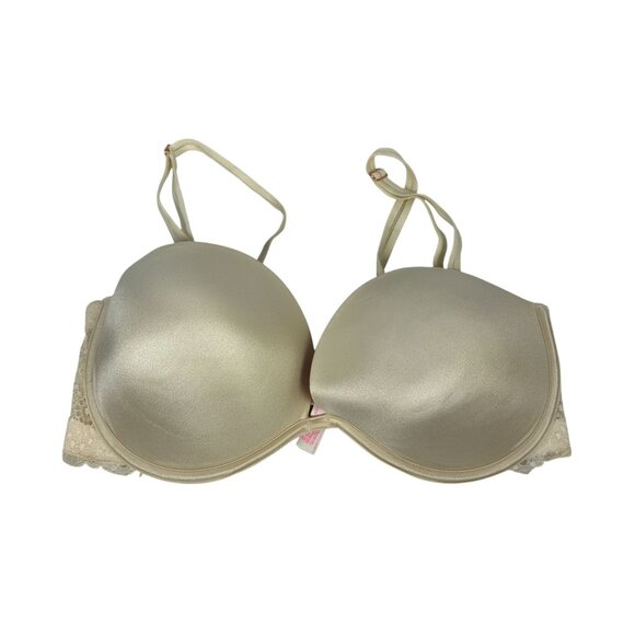 Victorias Secret PINK Lightly Padded Lace Bra 36DD Ivory Adjustable Straps - Picture 1 of 9